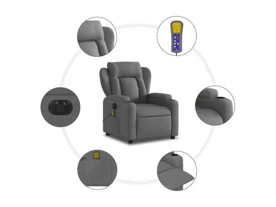 Fauteuil inclinable massant électrique gris foncé tissu
