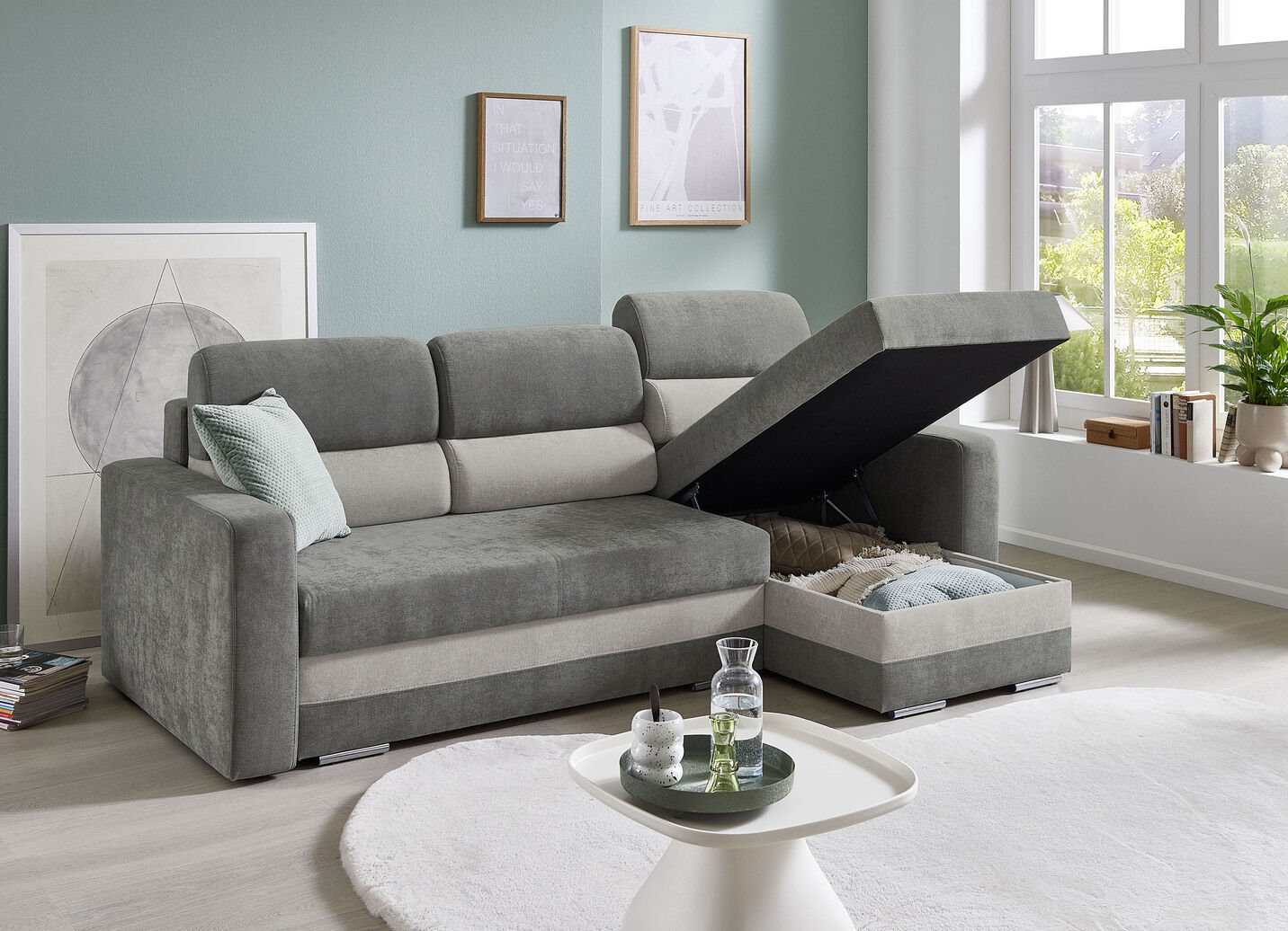 Komfortable Polsterecke mit Bettfunktion