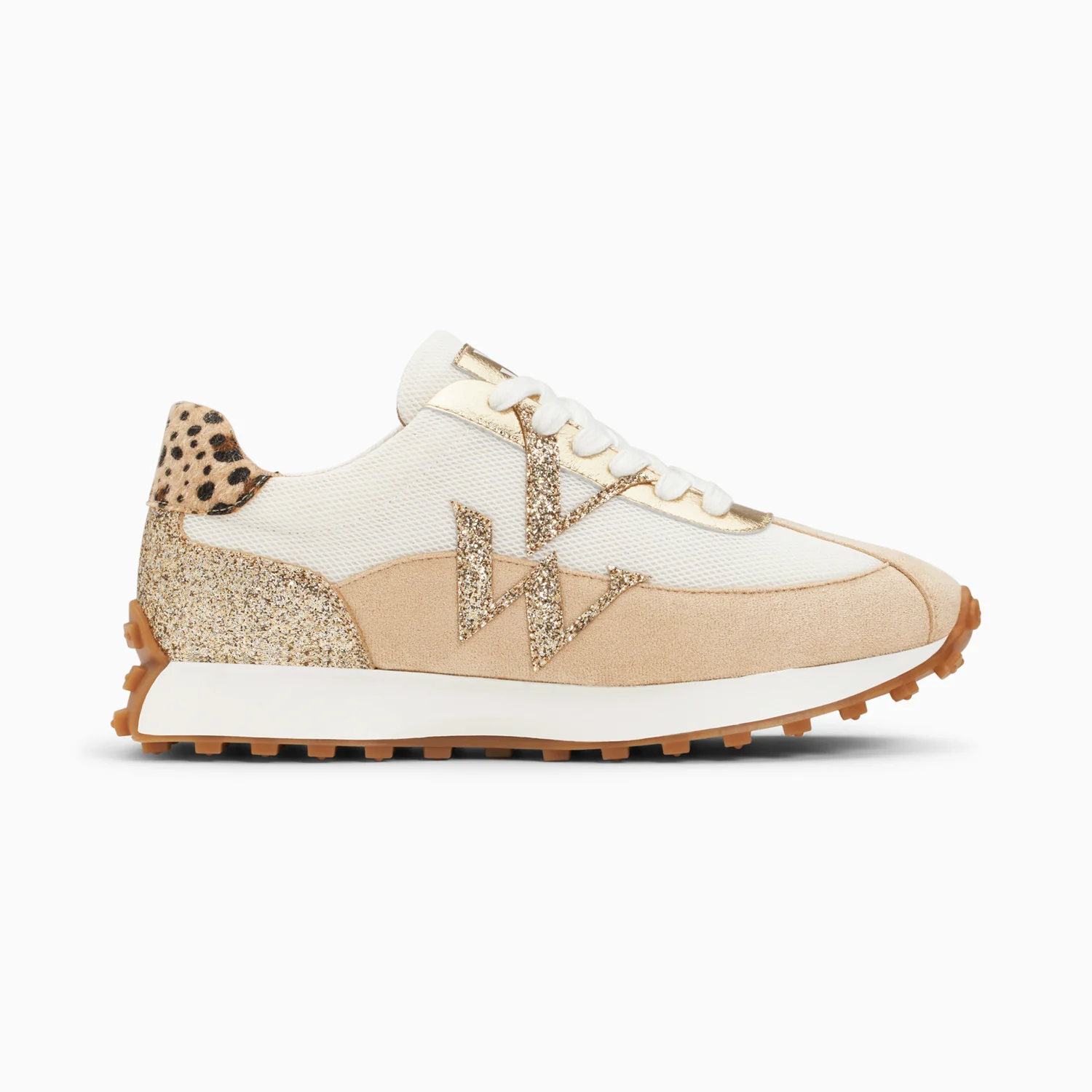 Sneakers-Baskets monogramme Faustine ivoire et beige à semelle running