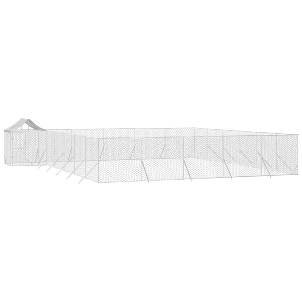 Chenil d'extérieur pour chiens avec toit argenté 12x12x2,5 m