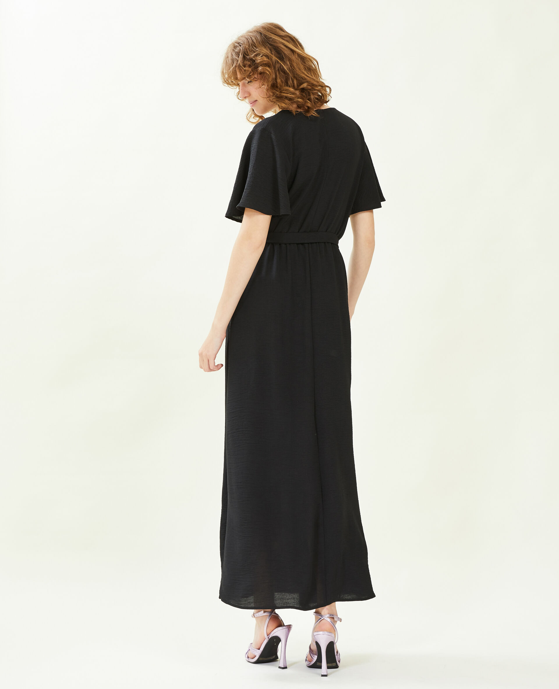 Robe longue encolure croisée - Noir