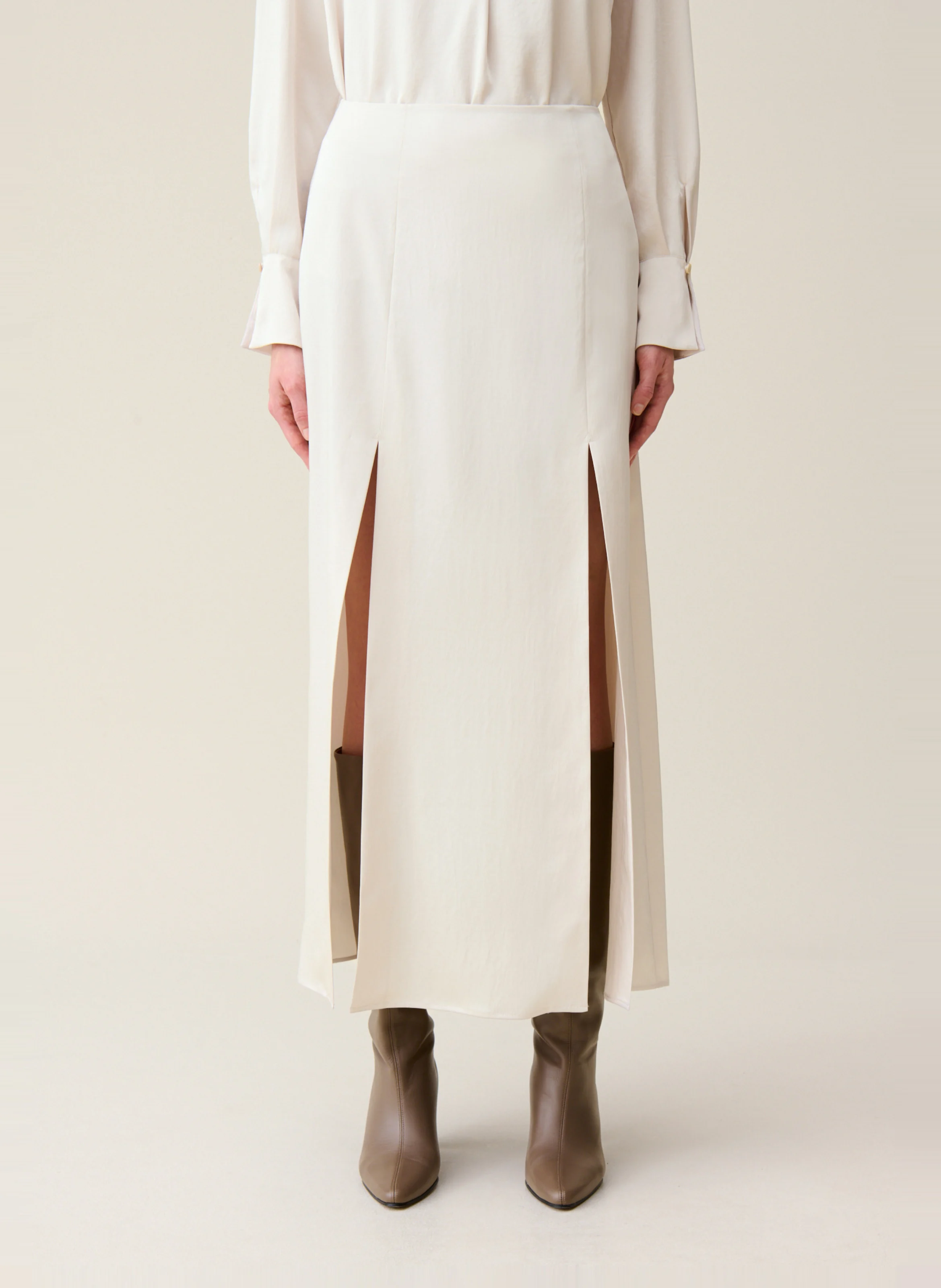 Jupe longue droite | Beige