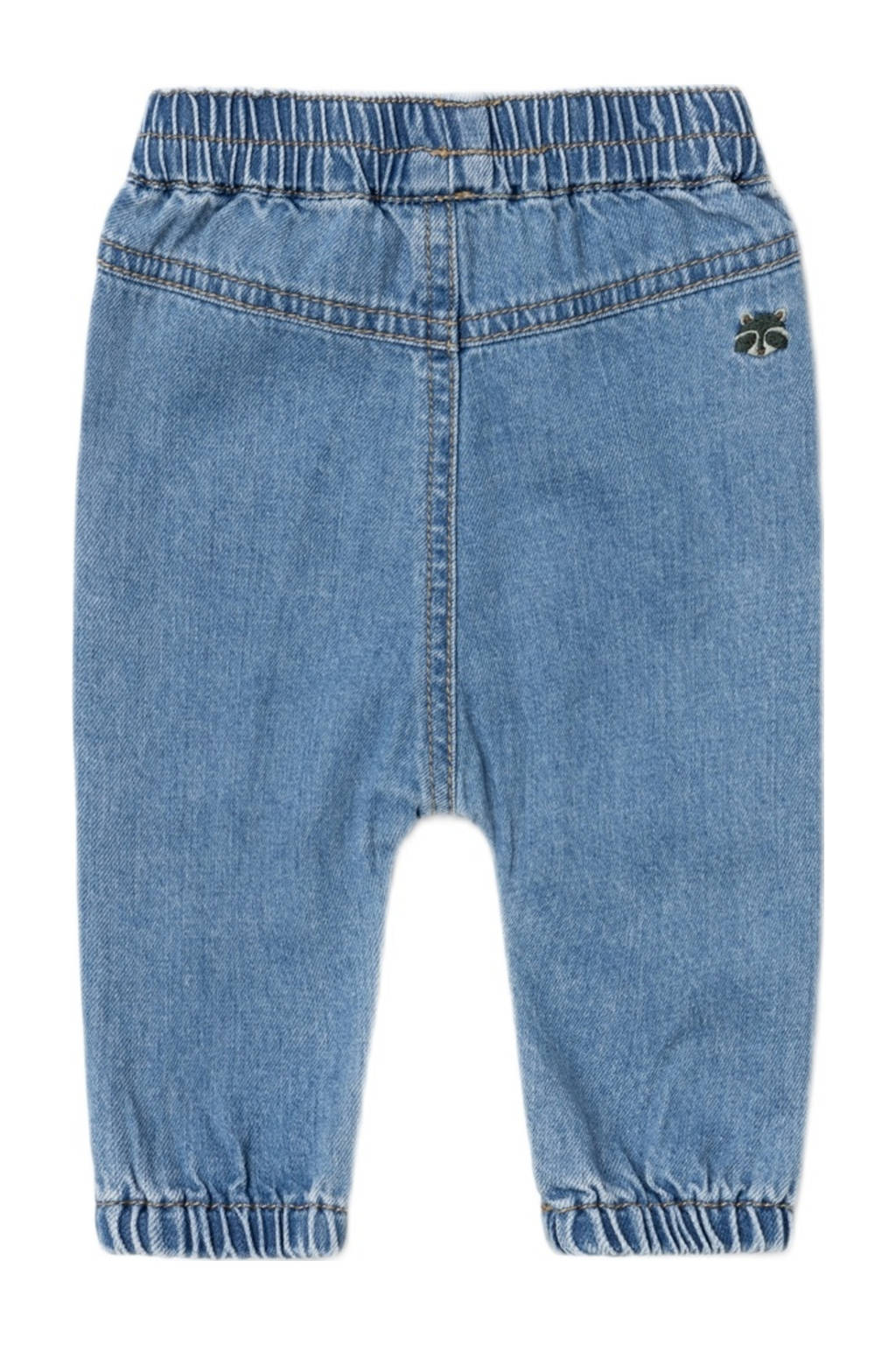 NAME IT baby loose fit jeans NBMBEN met all over print en borduursels medium blue denim