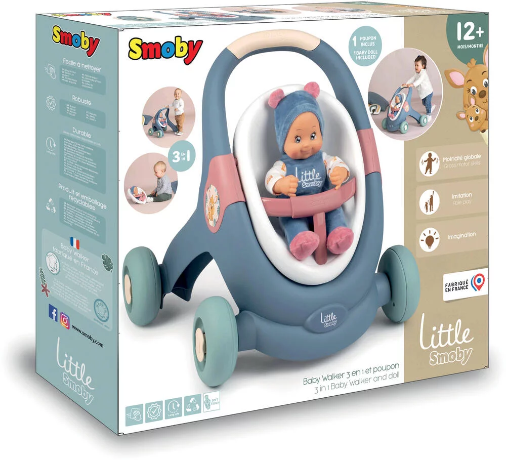 LITTLE SMOBY - BABY WALKER 3 EN 1 + POUPON