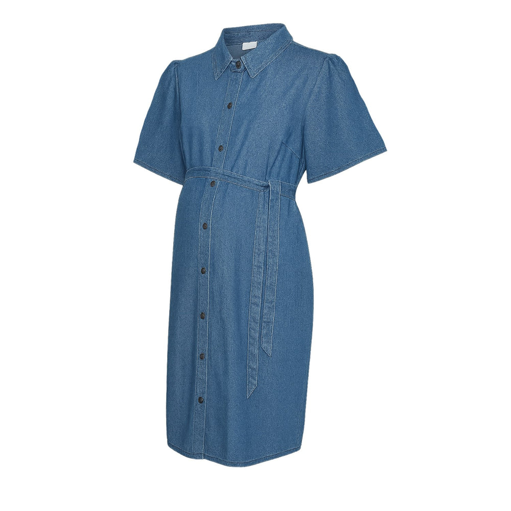 Køb Mama;licious Light Blue Denim Mljamaica Lia S/S Abk Denim Kjole