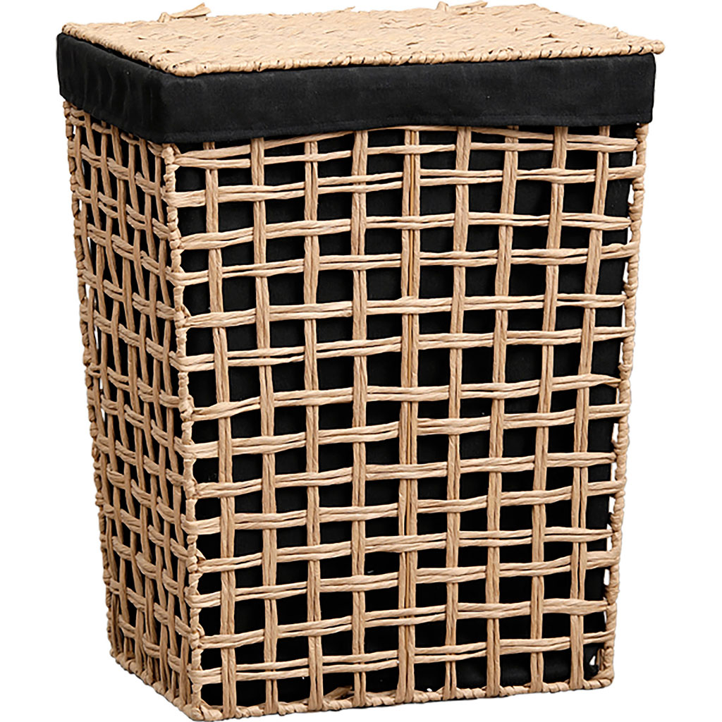 Panier à linge rectangulaire ajouré naturel noir 44x56x30.5cm