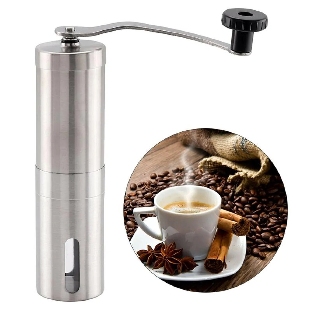 Moulin à café manuel en acier inoxydable Universal - Argent
