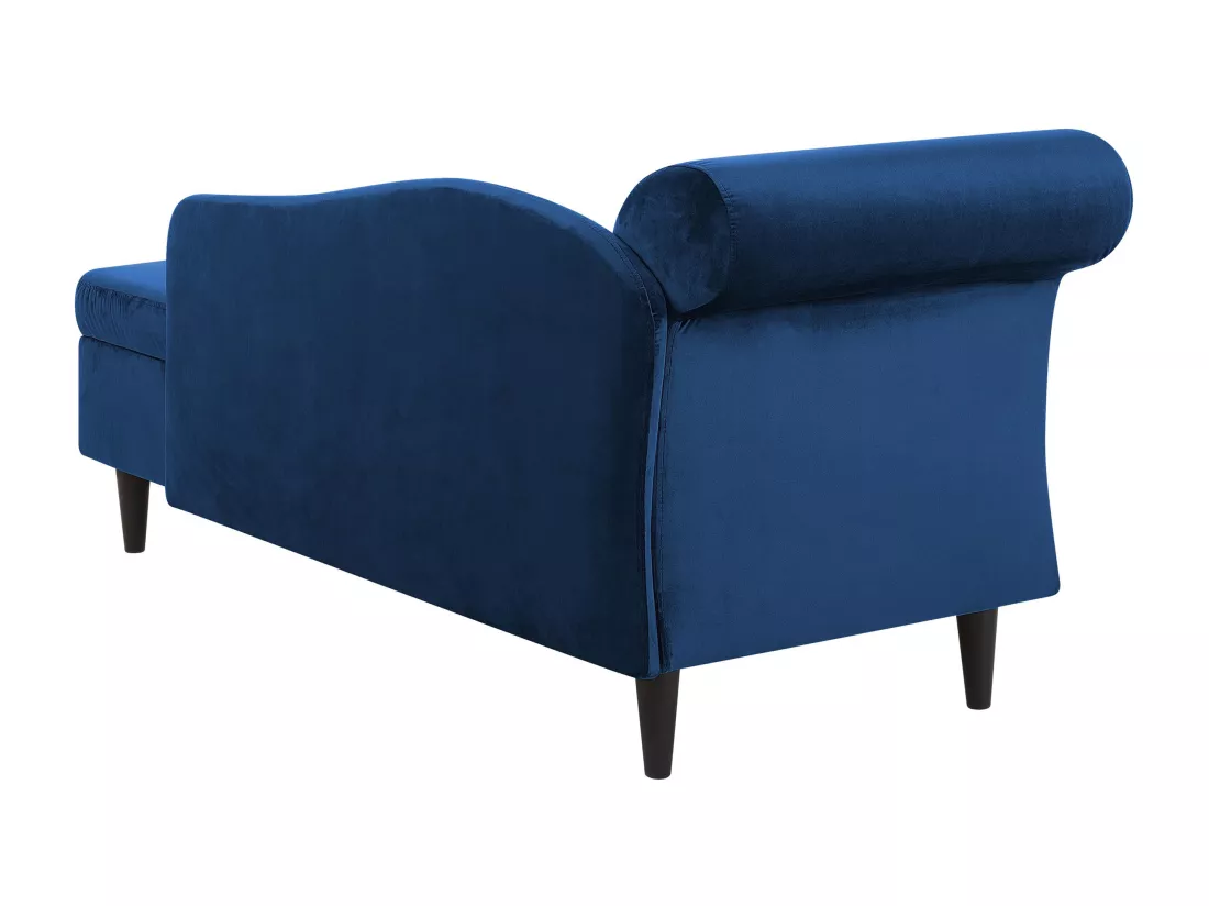 Chaise longue côté droite en velours bleu LUIRO
