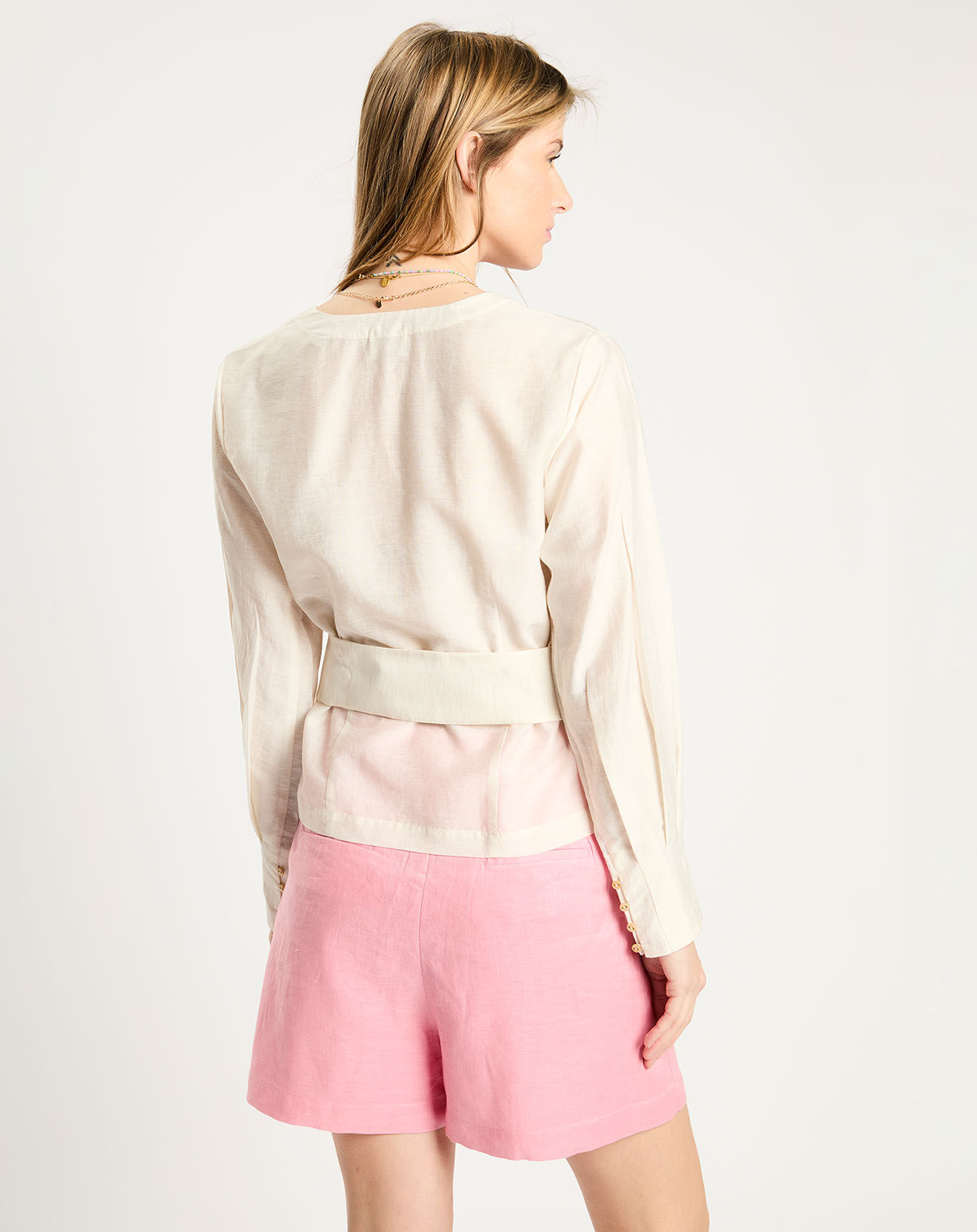 Scotch & Soda Top en Lin mélangé ceinturé écru