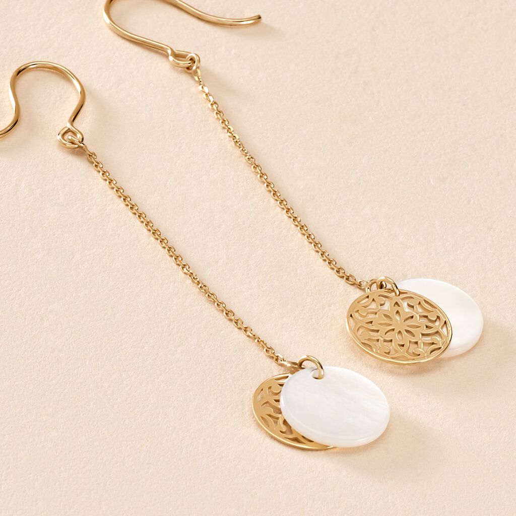 Boucles D'oreilles Pendantes Naïade Or Jaune Nacre