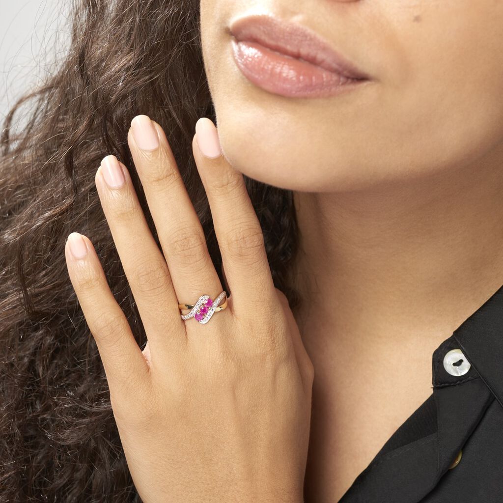 Bague Simma Or Jaune Diamant Et Rubis