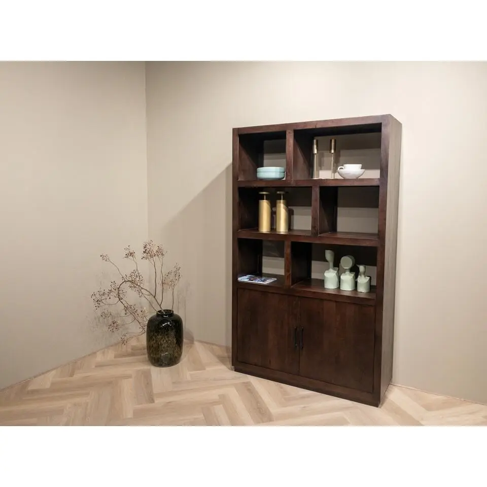 Livingfurn - Vitrinekast Jaxx Brown 120cm - Mangohout