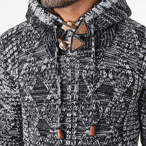 Pull A Capuche Noir Blanc