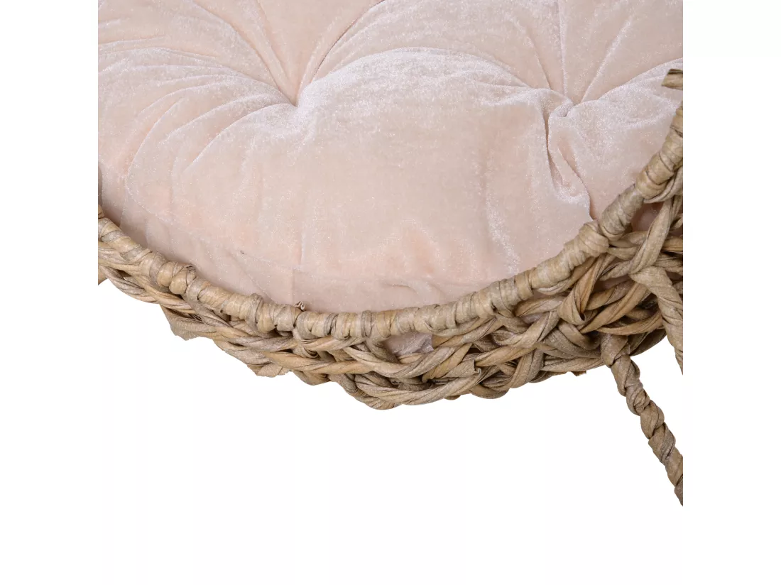 PawHut Panier chat lit chat cosy grand confort dim. Ø 52 x 58H cm coussin moelleux inclus résine tressée imitation rotin beige