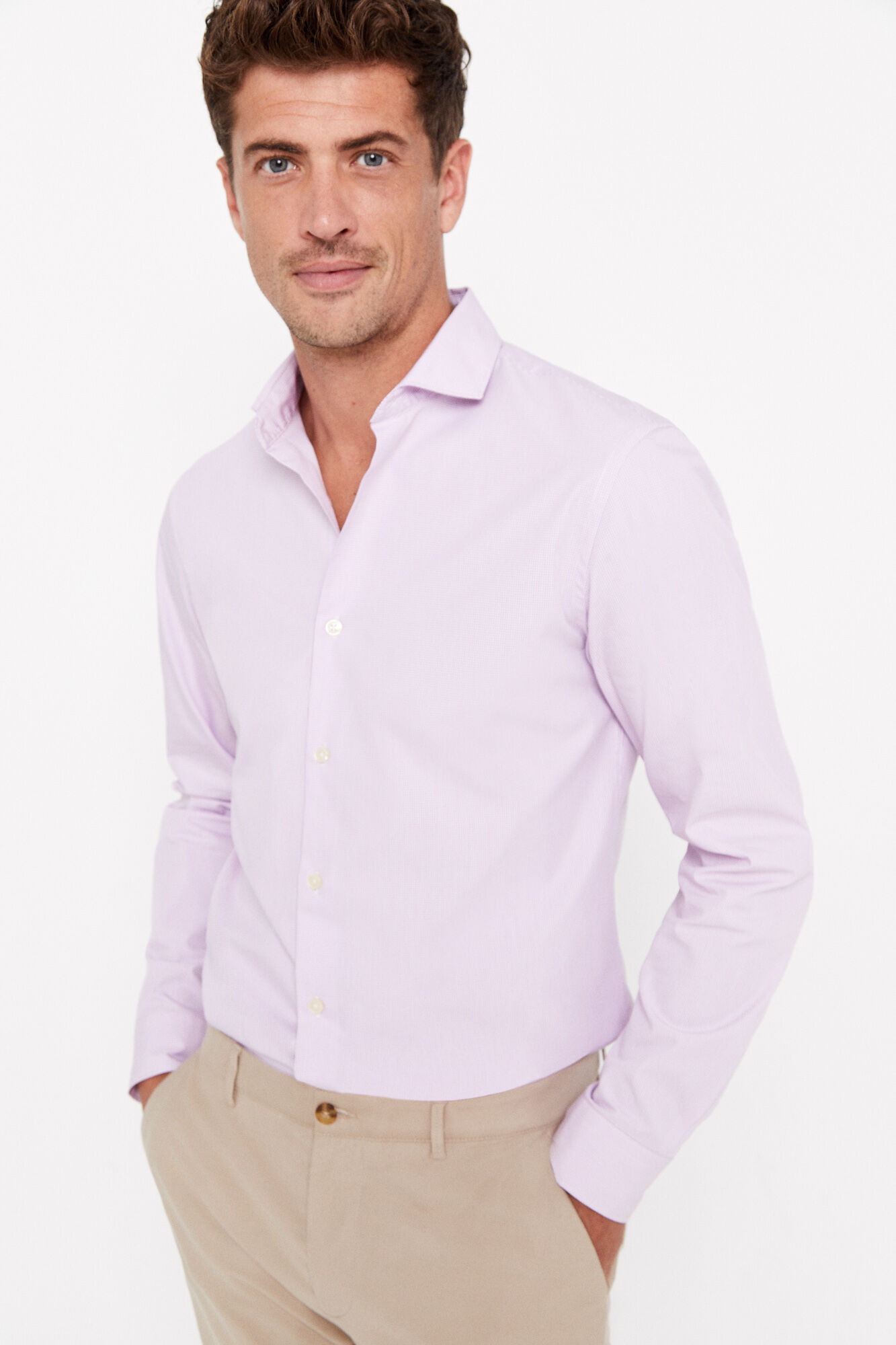 Camisa Coolmax™ slim fit em microvichy