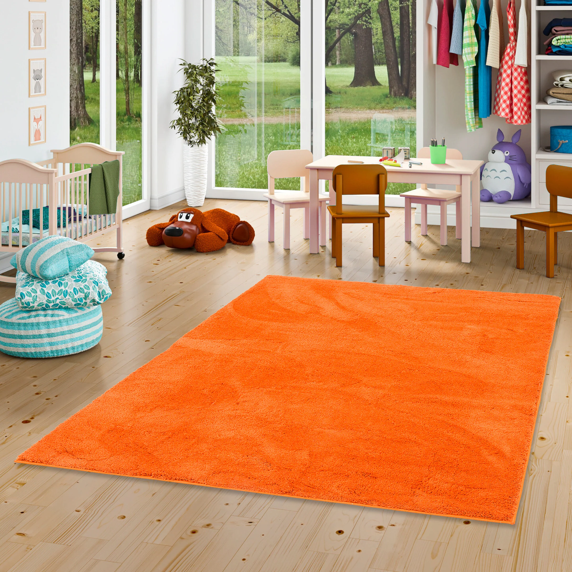 Pergamon Kinderteppich Super Soft Hochflor Silky Kids Orange