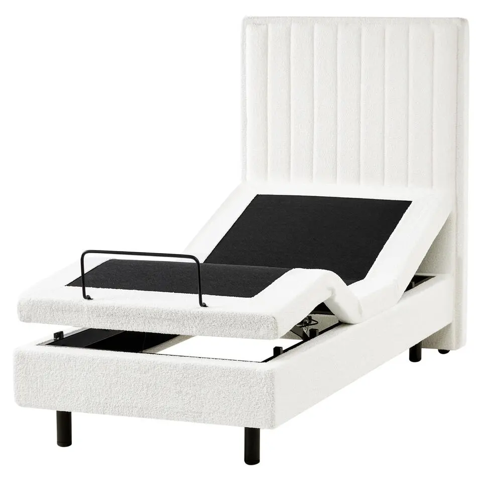 DUKE II - Eenpersoonsbed - Off-white - 80 x 200 cm - Bouclé