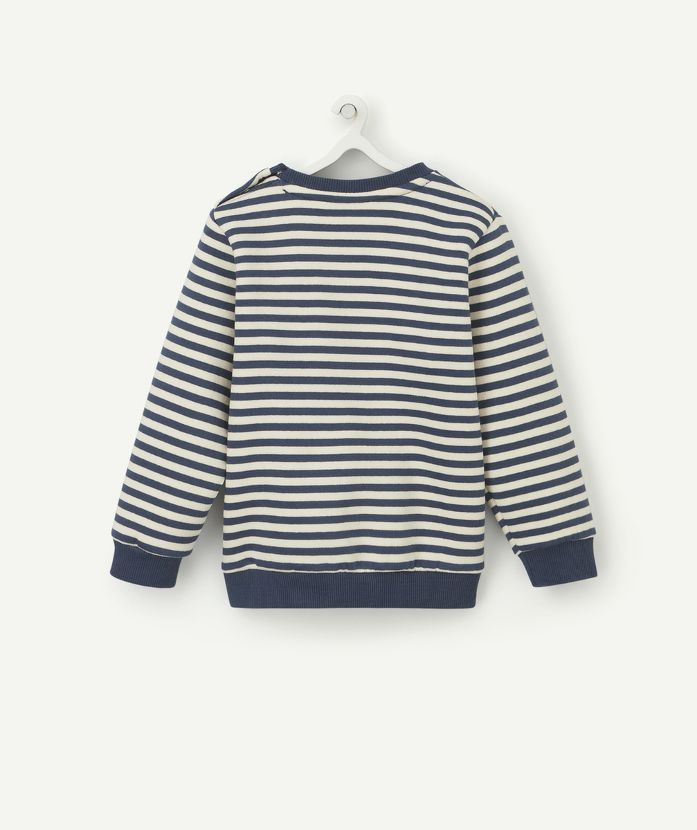 SWEAT BÉBÉ GARÇON EN FIBRES RECYCLÉES À RAYURES AVEC MESSAGE