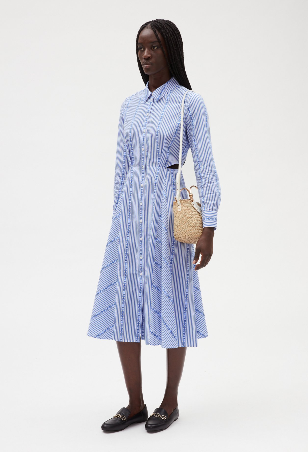 Robe chemise midi bleu ciel