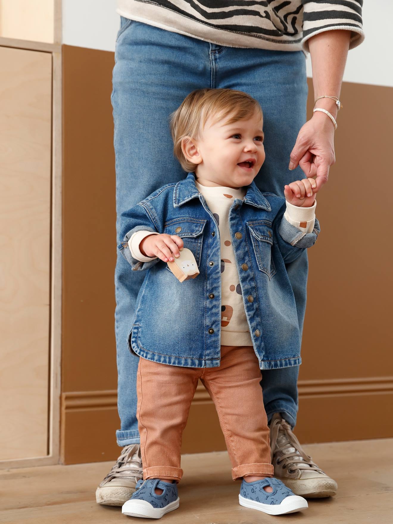 Jaqueta jeans infantil lisa azul médio