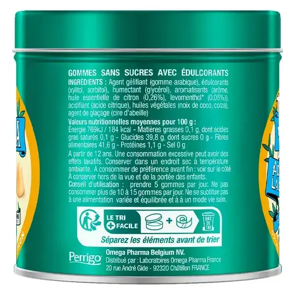 Gomas de mascar Valda para aliviar a garganta, sabor mel e limão, sem açúcar, 140g