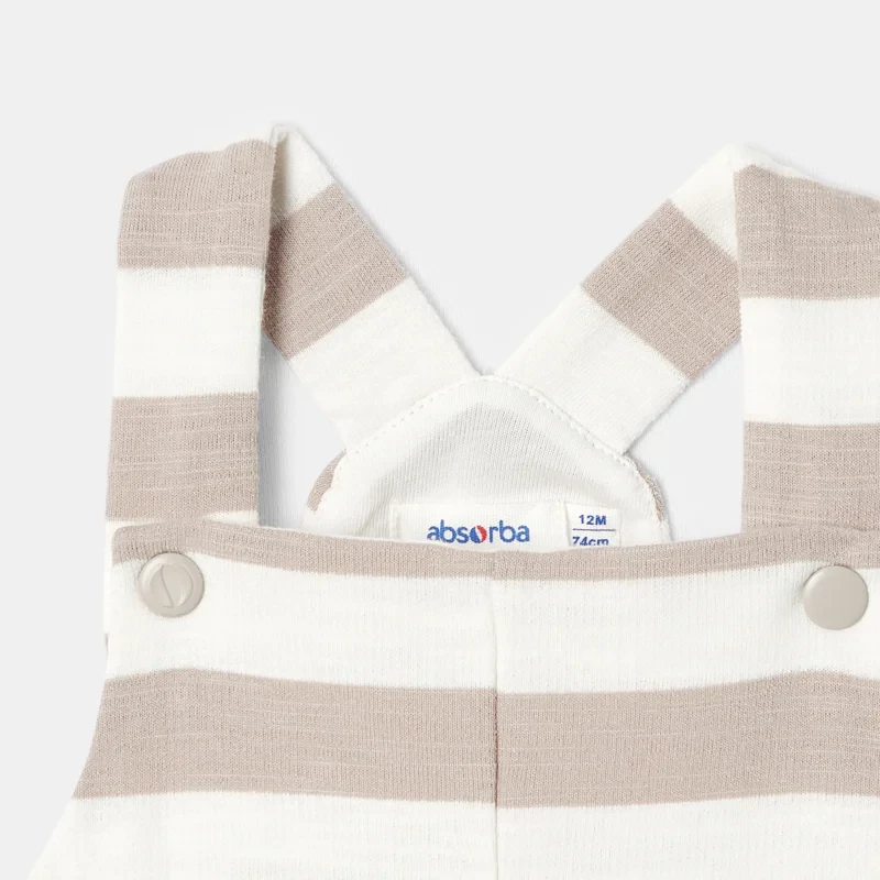 Salopette courte en molleton de coton bio beige mixte Absorba Beige