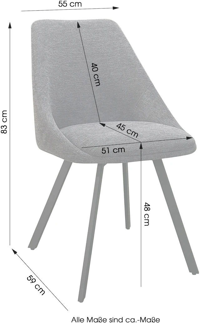 byLIVING Esszimmerstuhl »Jasper (2er-Set)« (Set) Sitzschale 360°drehbar, Metall schwarz, Küchenstuhl, diverse Bezüge