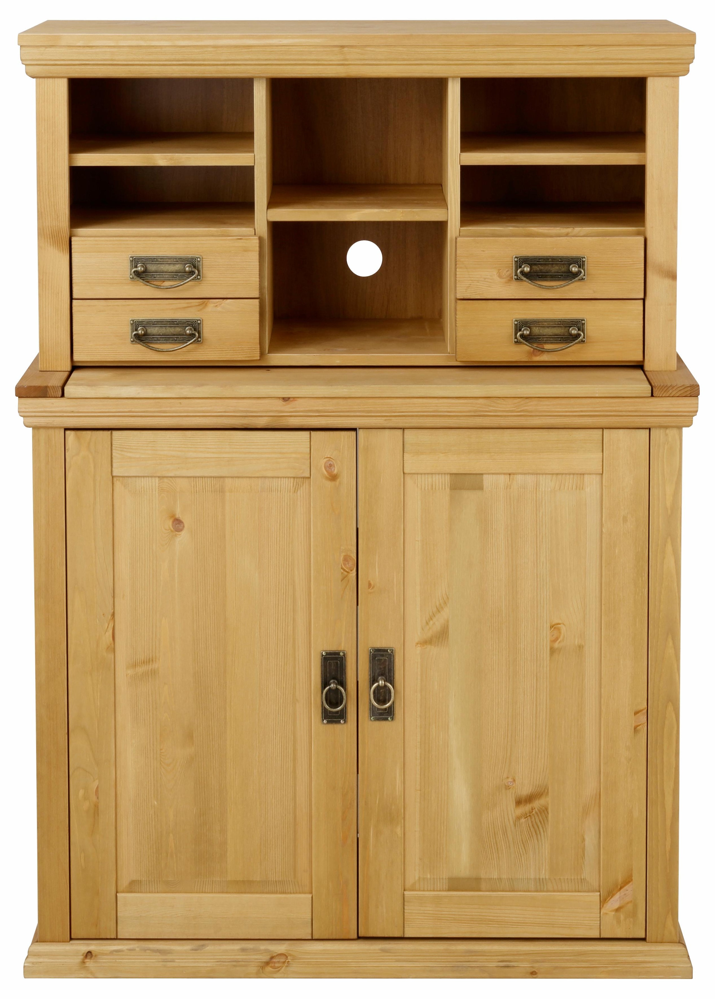 Home affaire Sekretär »Konrad« Schreibtisch aus Massivholz, mit viel Stauraum, B89 x H122 cm
