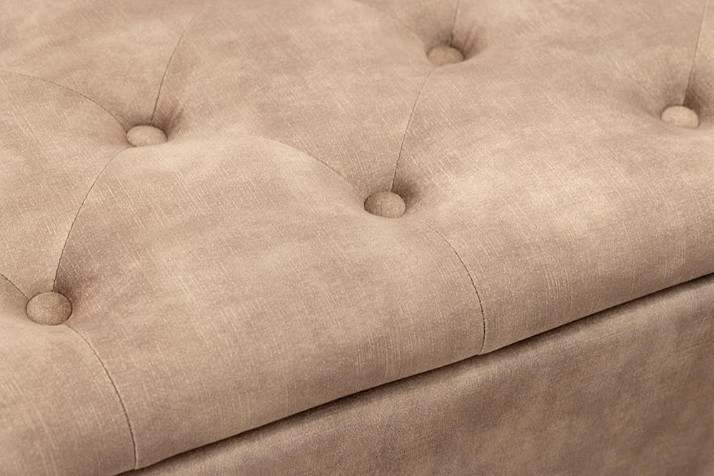 Riess Ambiente Extravagante Polsterbank EN Vogue - 120cm - beige - Samt mit Stauraum und schwarzen Metallbeinen