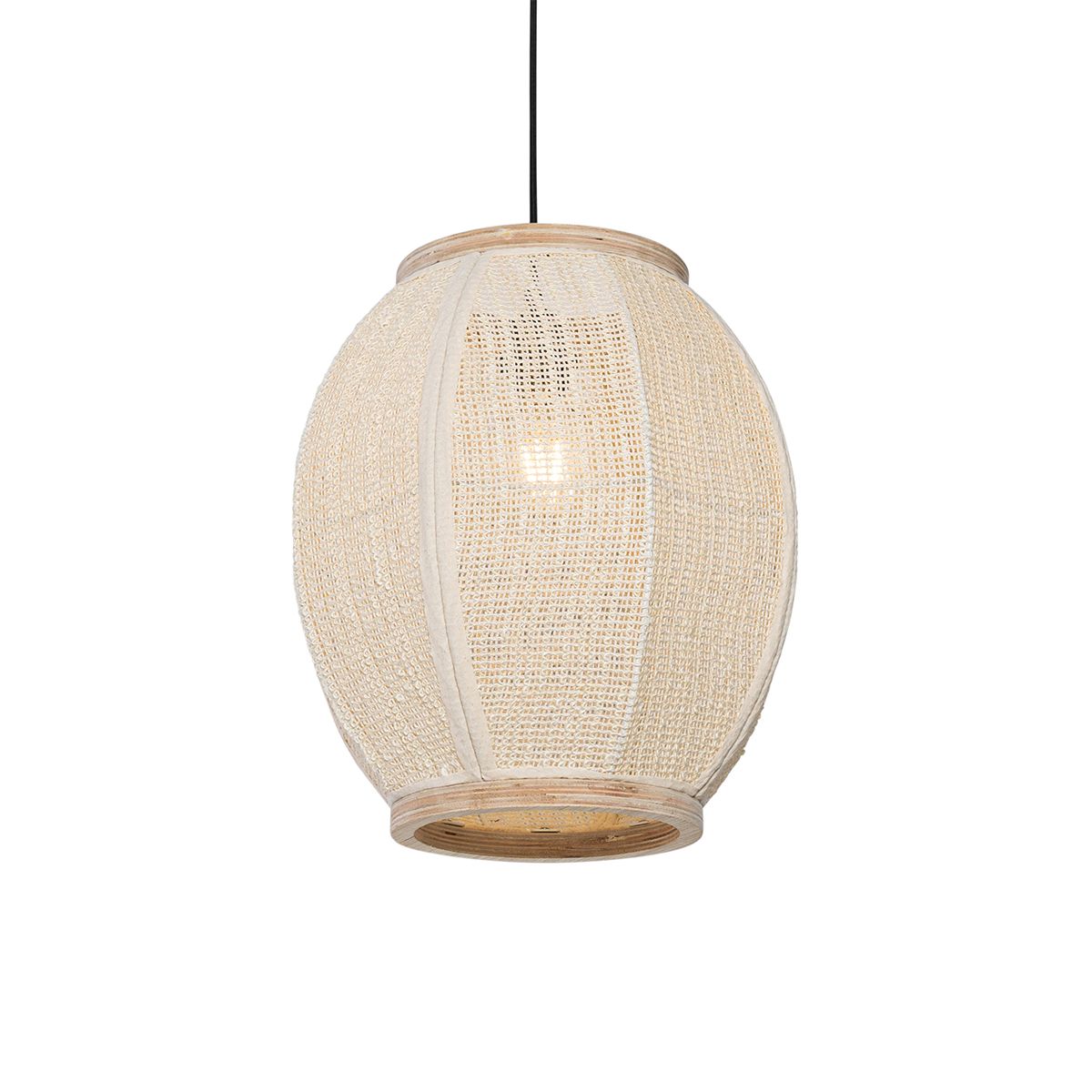 Oosterse hanglamp naturel stof 35 cm - Rob