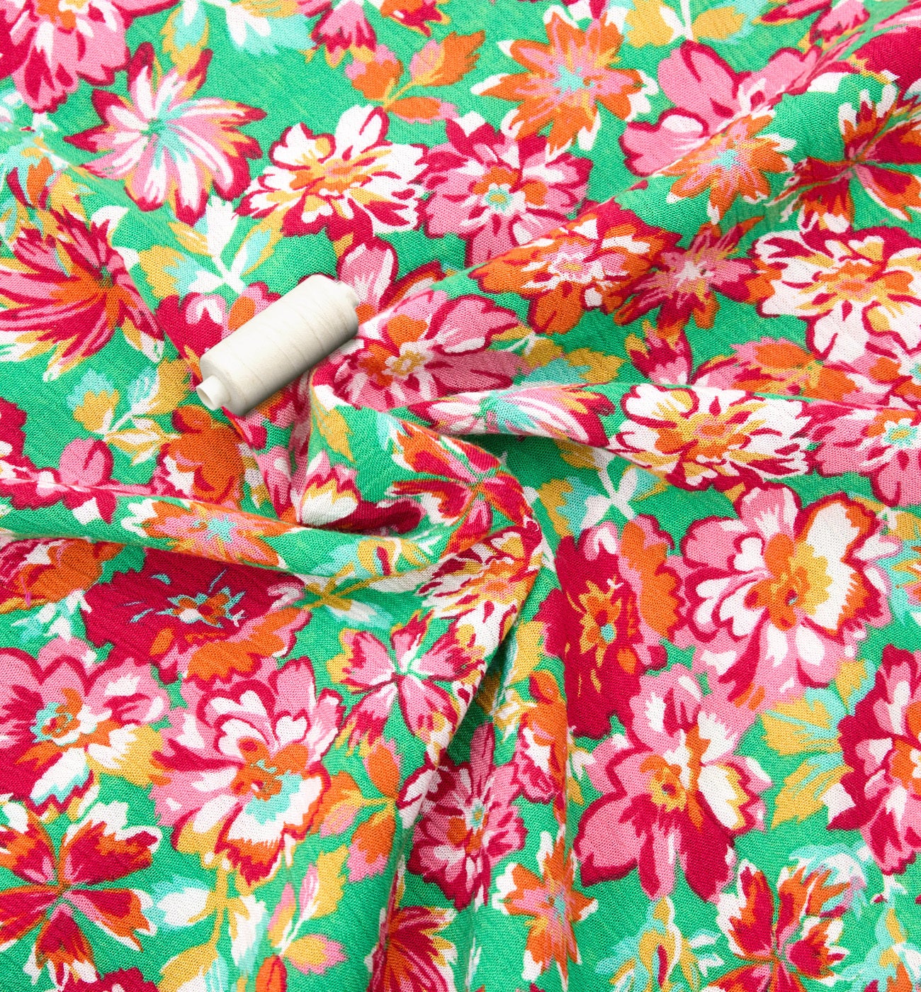 Coupon de 3 m viscose crinkle - Imprimé vert