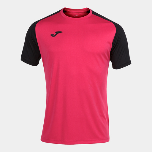 Camiseta de manga curta Joma Academy IV, fúcsia e preta.