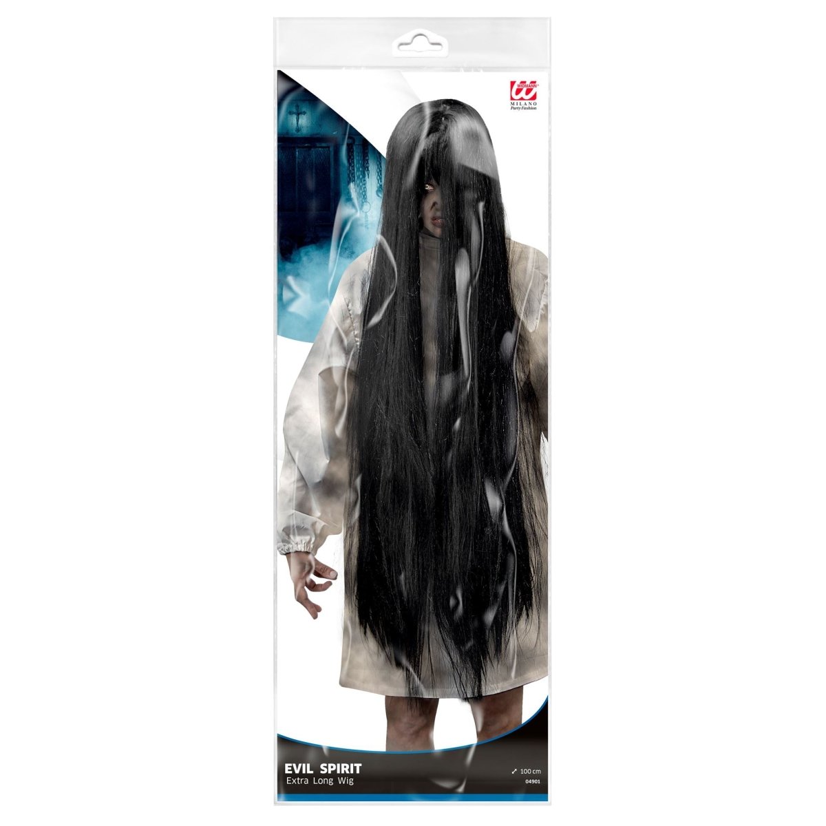 Halloween Pruik Zwart Geest 1m