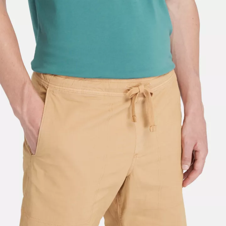 Short en popeline teint en plongée pour homme en jaune