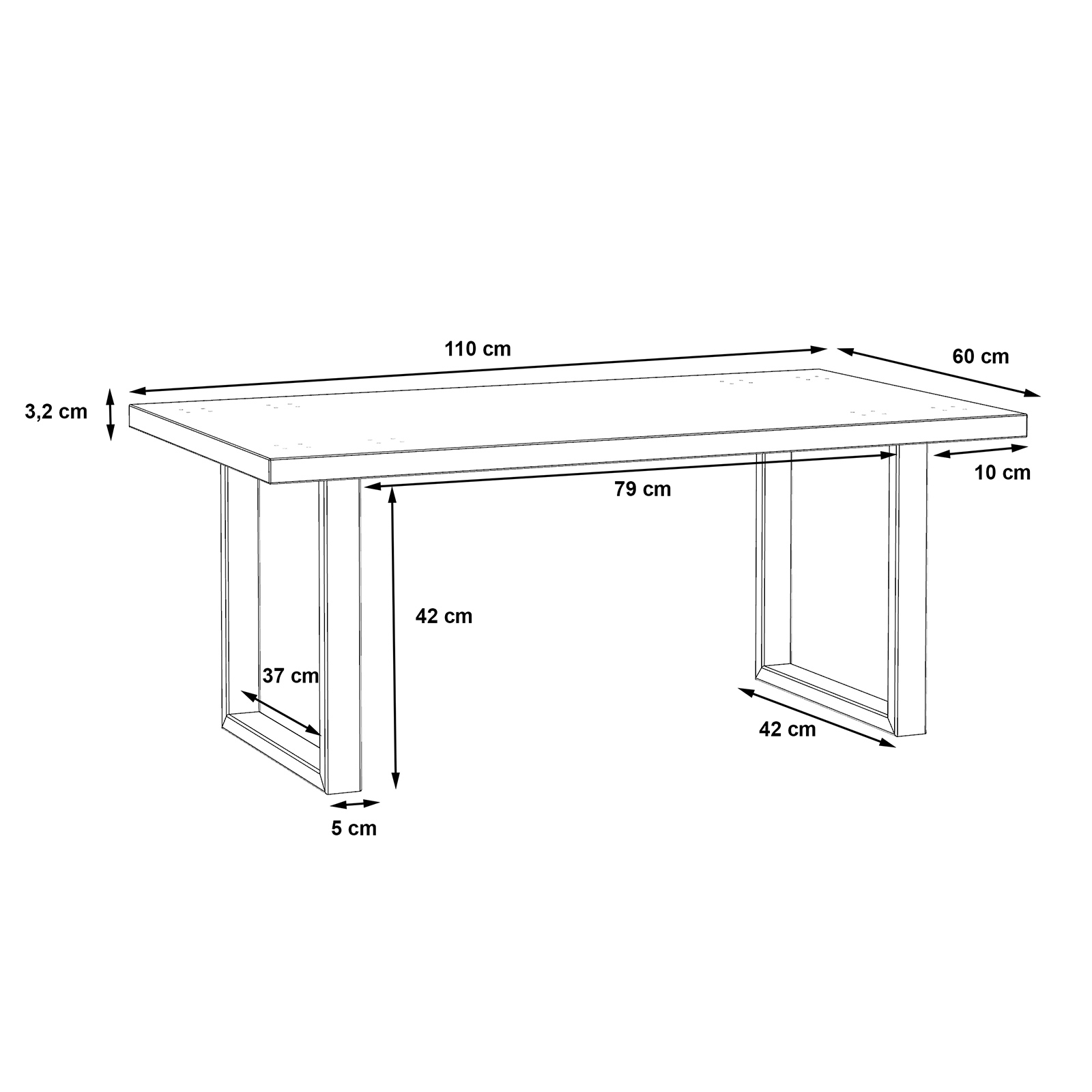 Couchtisch - Artisan Eiche - Metallbeine - 110 cm
