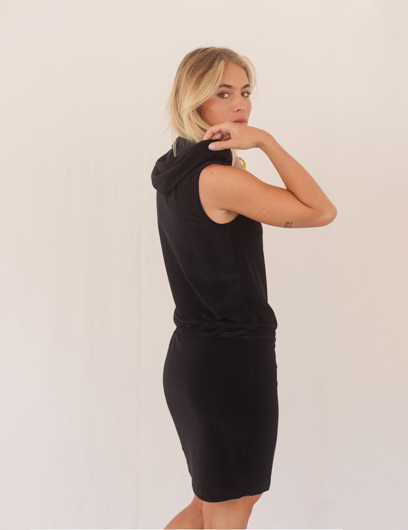 HBT ROBE TINA ÉPONGE CAPUCHE NOIR
