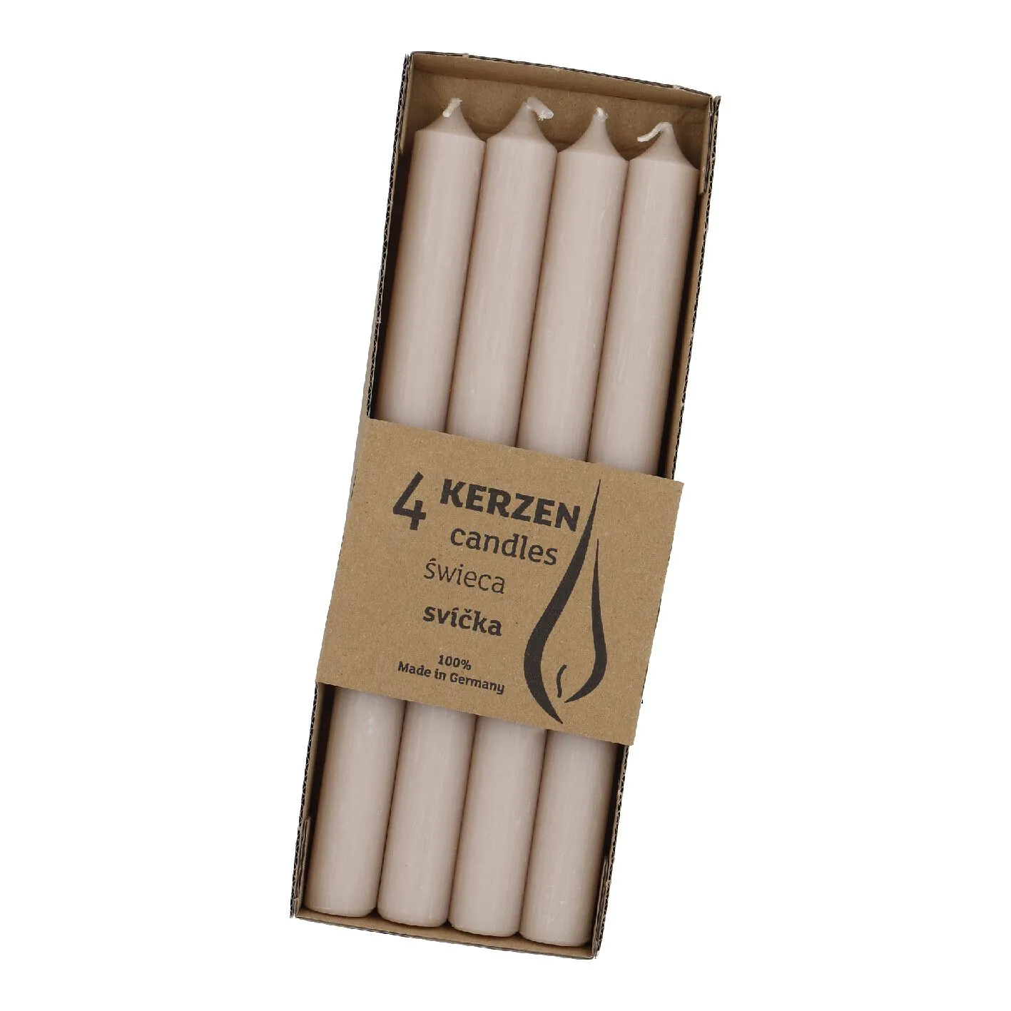 4er Set Stabkerze Rustik, sand, 25 cm