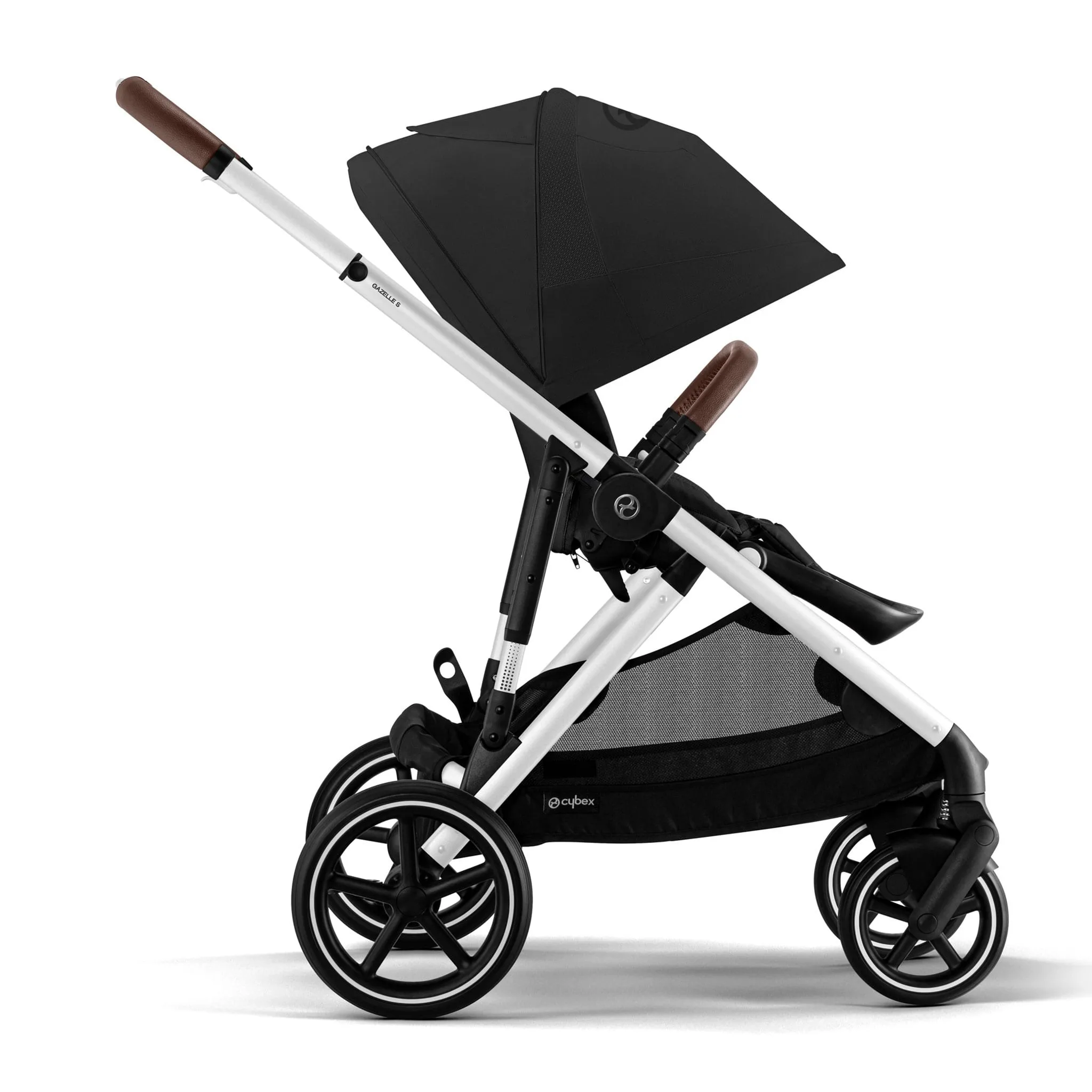 Cybex Poussette Gazelle S 2 – Châssis couleur argent avec siège Noir Moon