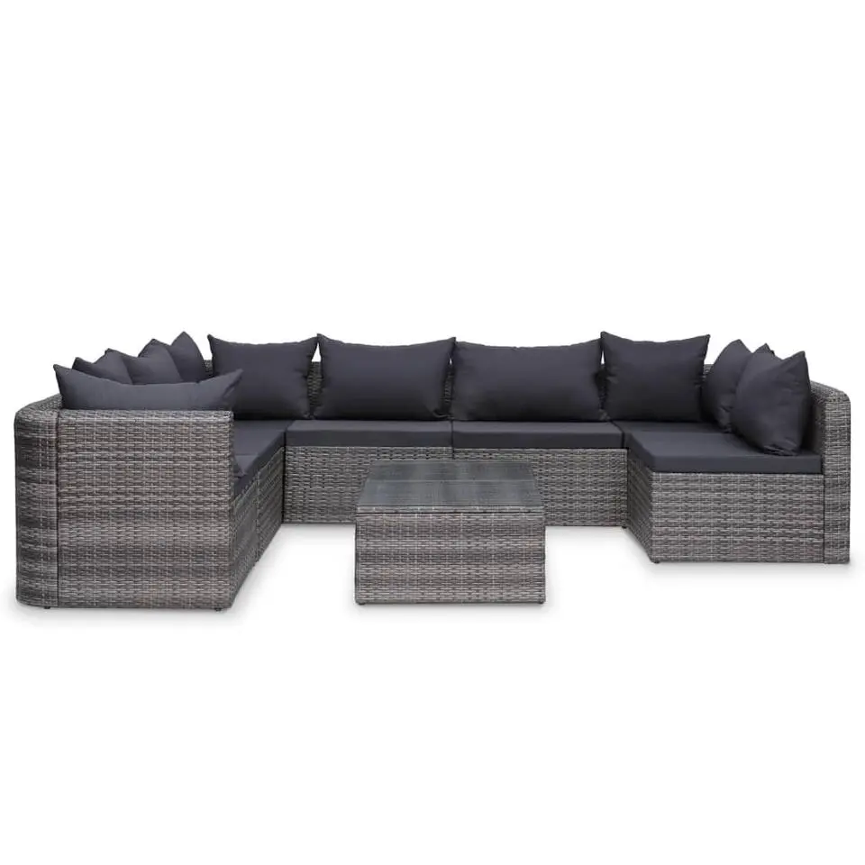 vidaXL - Loungeset - Grijs - Poly rattan