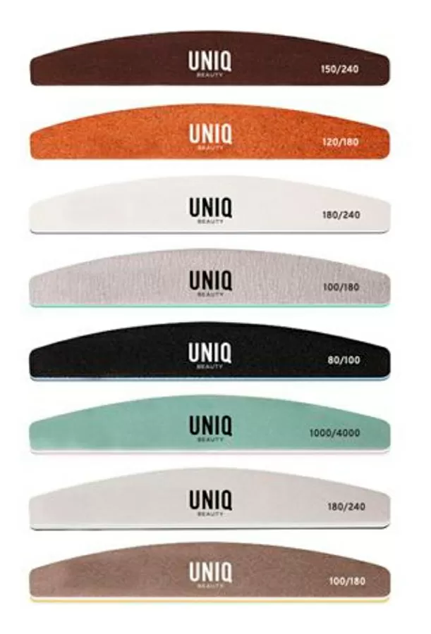UNIQ Multi-Grit Nail File & Buffer Kit Half-Moon Shaped - 8 stk.