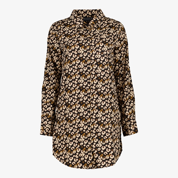 TwoDay lange dames blouse luipaardprint bruin