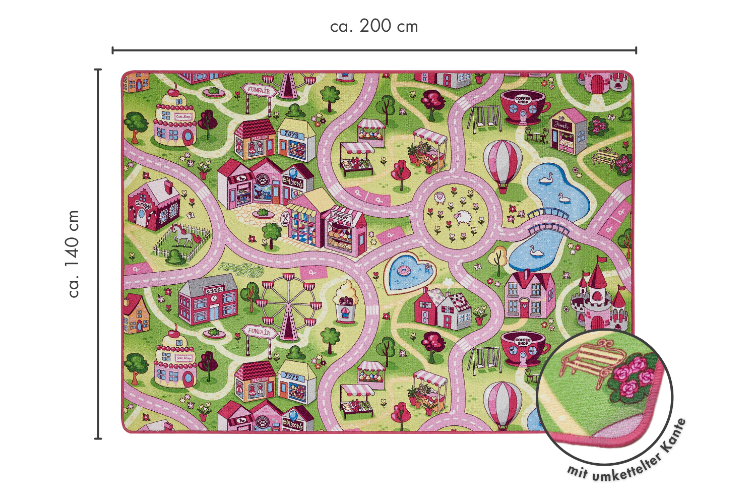 Kinderkleed Sweet Village 140 x 200 cm in multi
