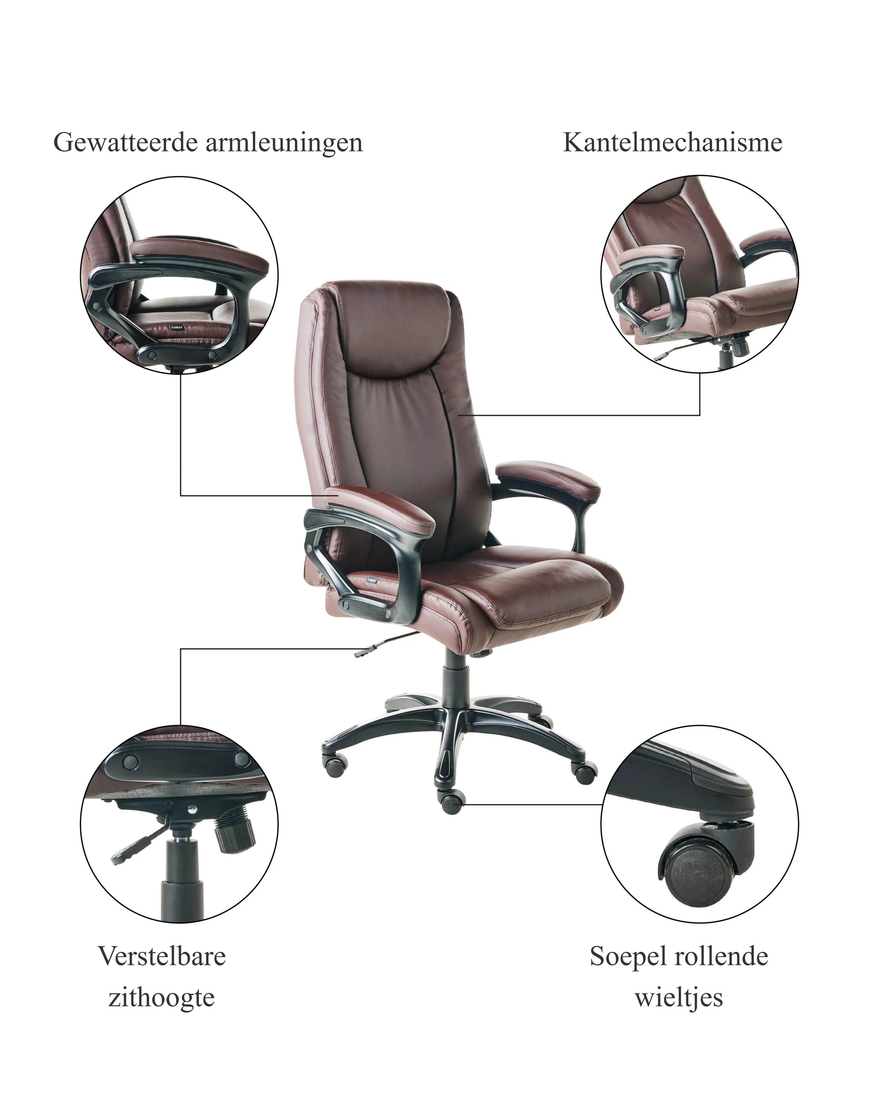 Directeursstoel GRACEFUL Kunstleer Donkerbruin