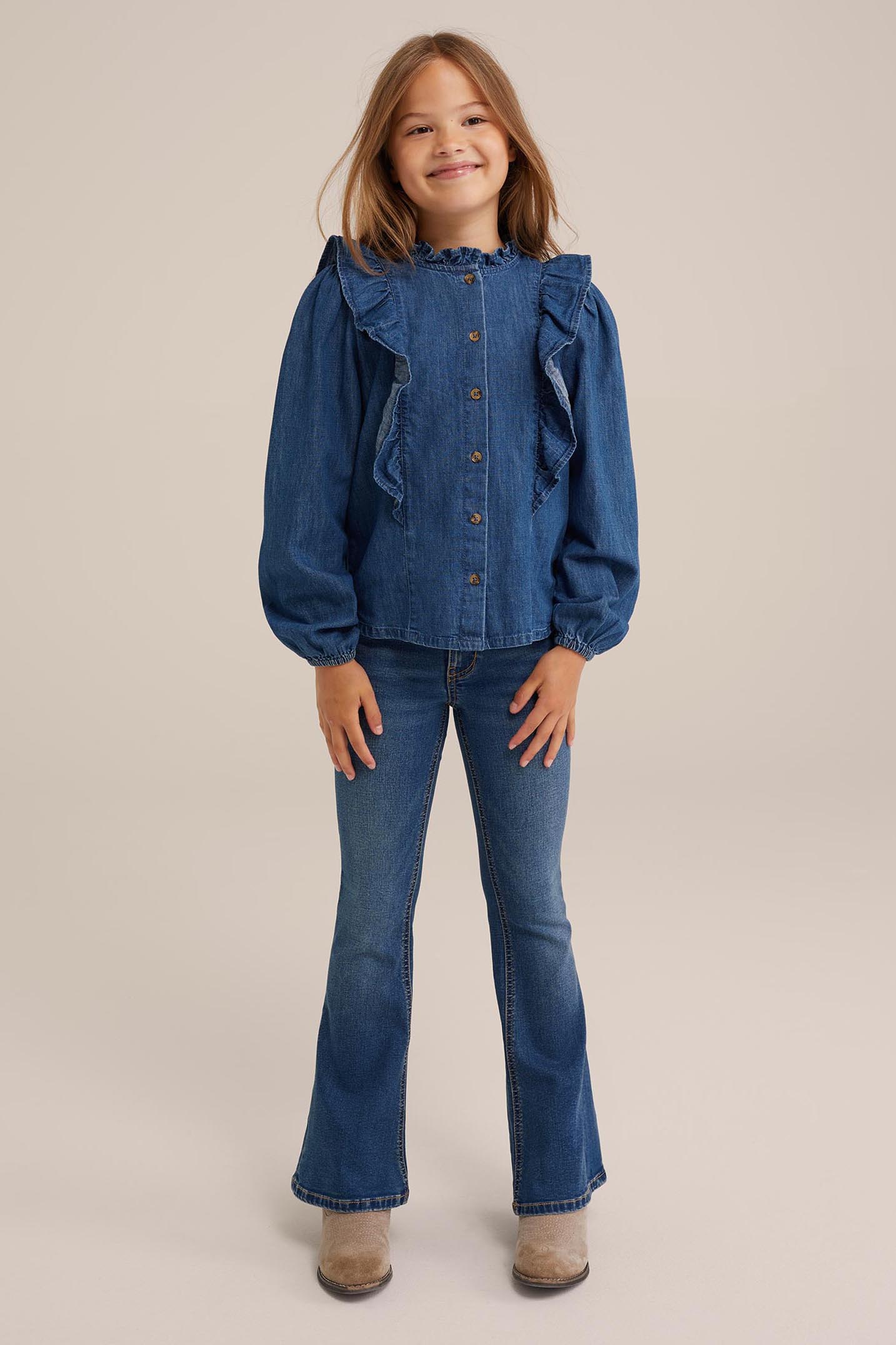 Meisjes denim blouse Blue Ridge Donkerblauw