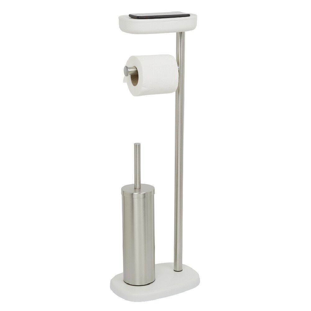 Serviteur WC 3 en 1 avec brosse dérouleur et support compartimenté