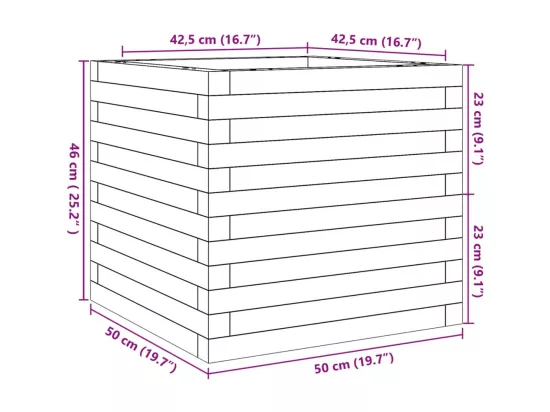 Jardinière bac lit surélevé bois marron 50 x 50 x 46 cm 02_0038460