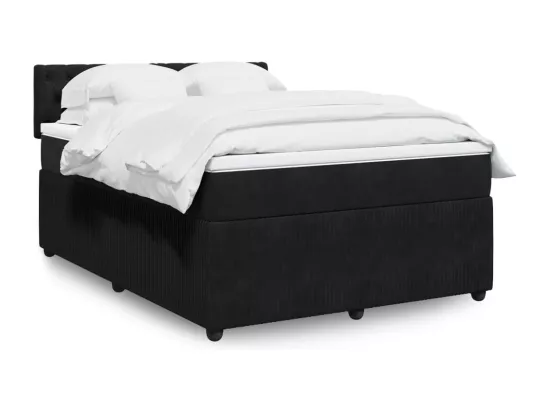 Sommier à lattes de lit avec matelas Noir 140x190 cm Velours