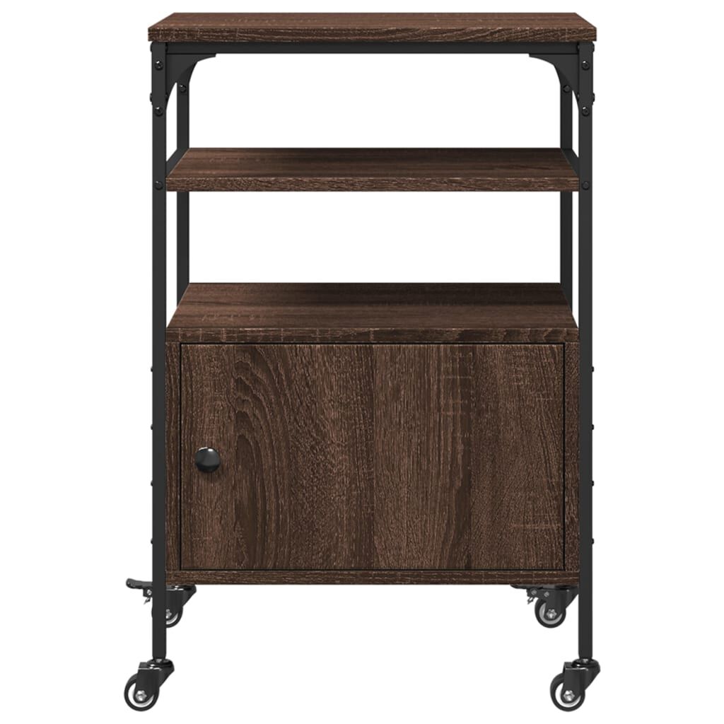 vidaXL Printerstandaard met 3 lagen, bruin eikenhout, 50x40x76 cm