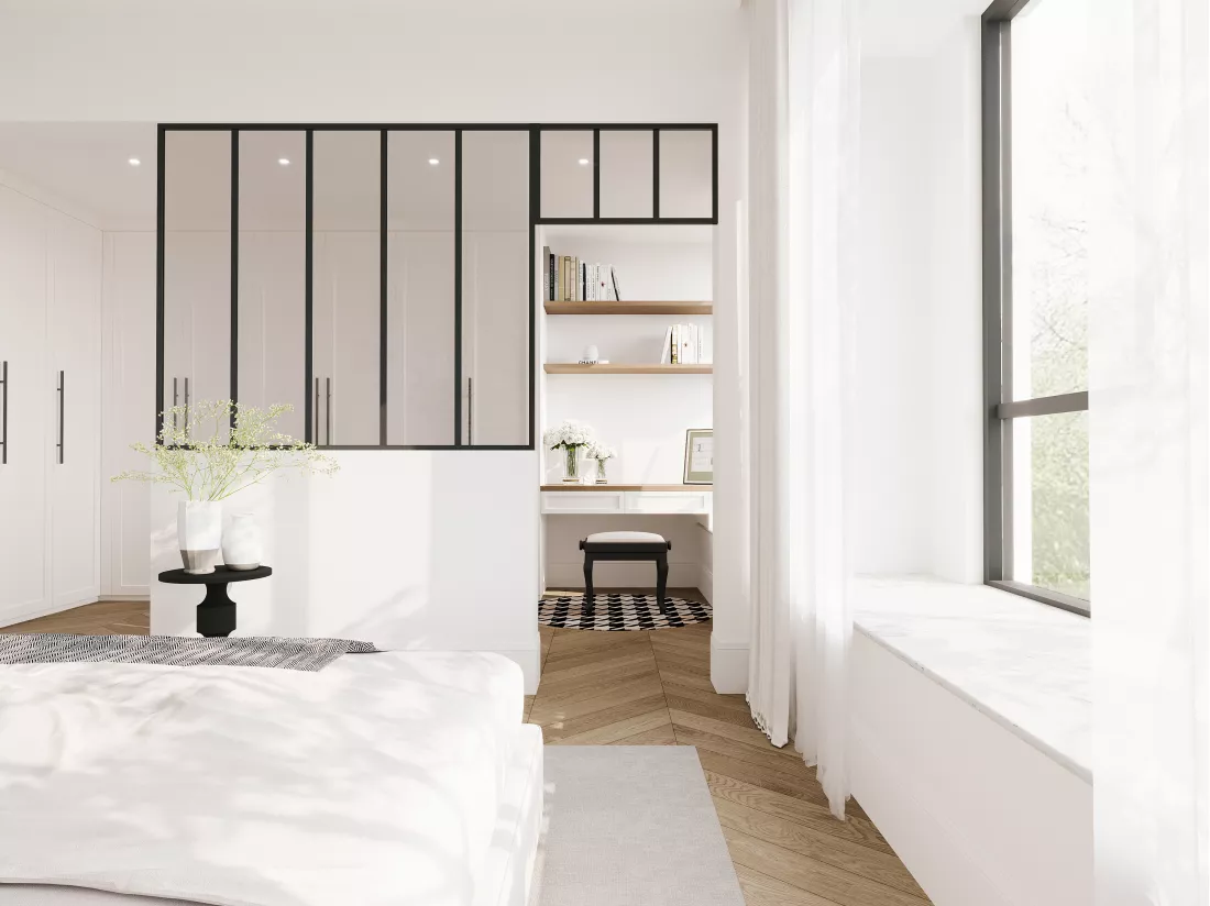 Verrière atelier avec imposte en aluminium thermolaqué - L150 x H130 + L73 x H40 cm - Noir - BAYVIEW