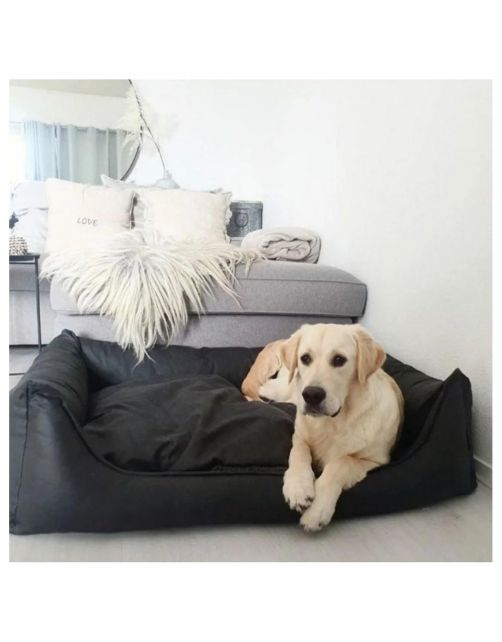 Maxxnobel Orthopedische Sofa Lederlook\/Teddy Zwart&Antraciet - Hondenbank